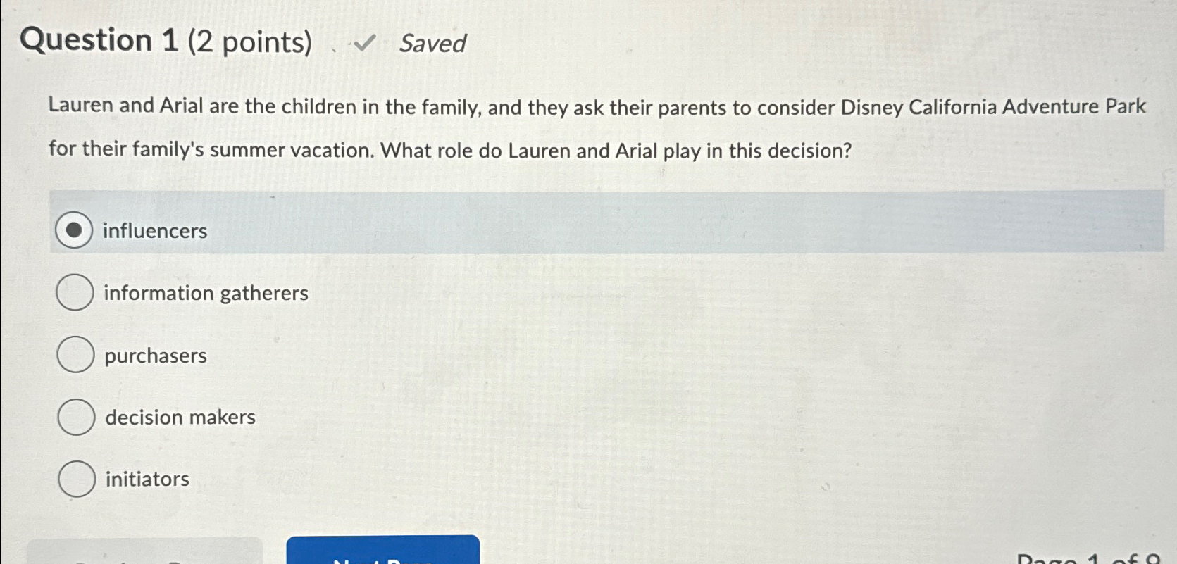  Question 1(2 points) Saved Lauren and Arial are the children in