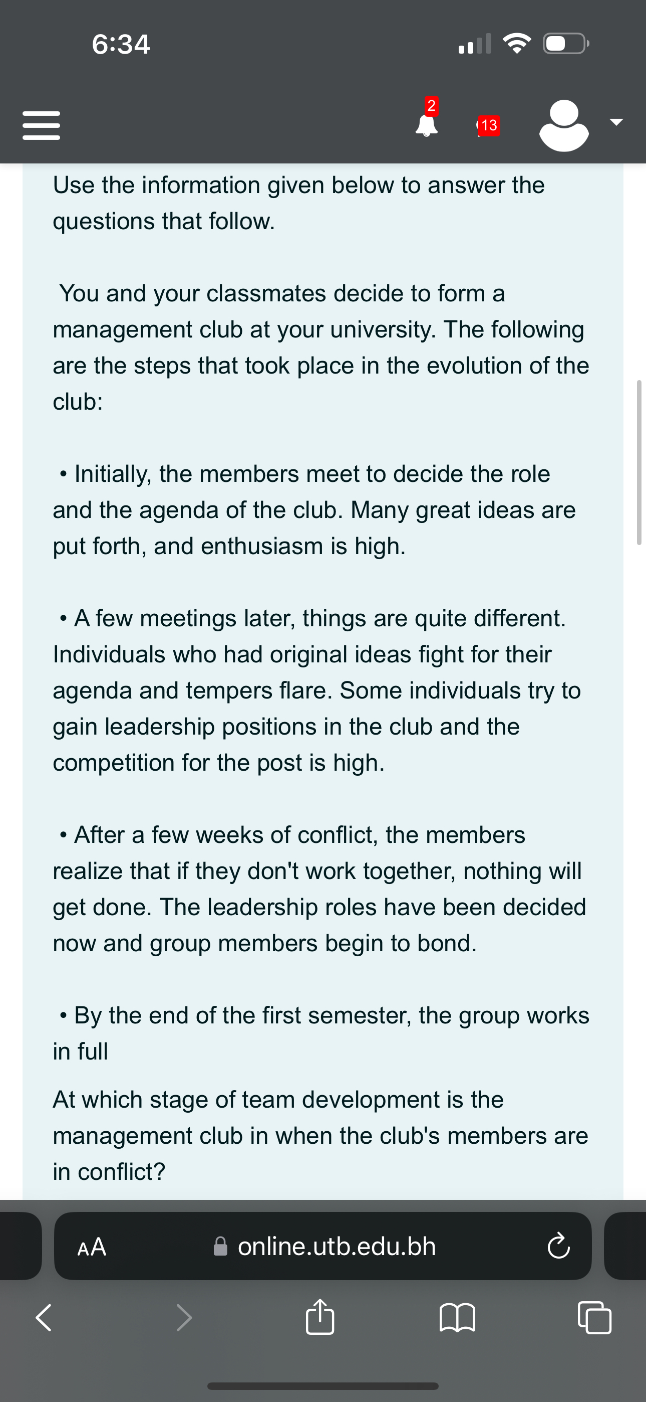  6:34 2 113 Use the information given below to answer the