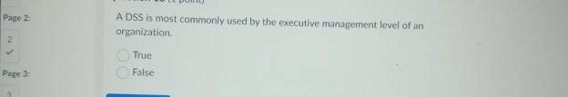  Page 2: A DSS is most commonly used by the executive