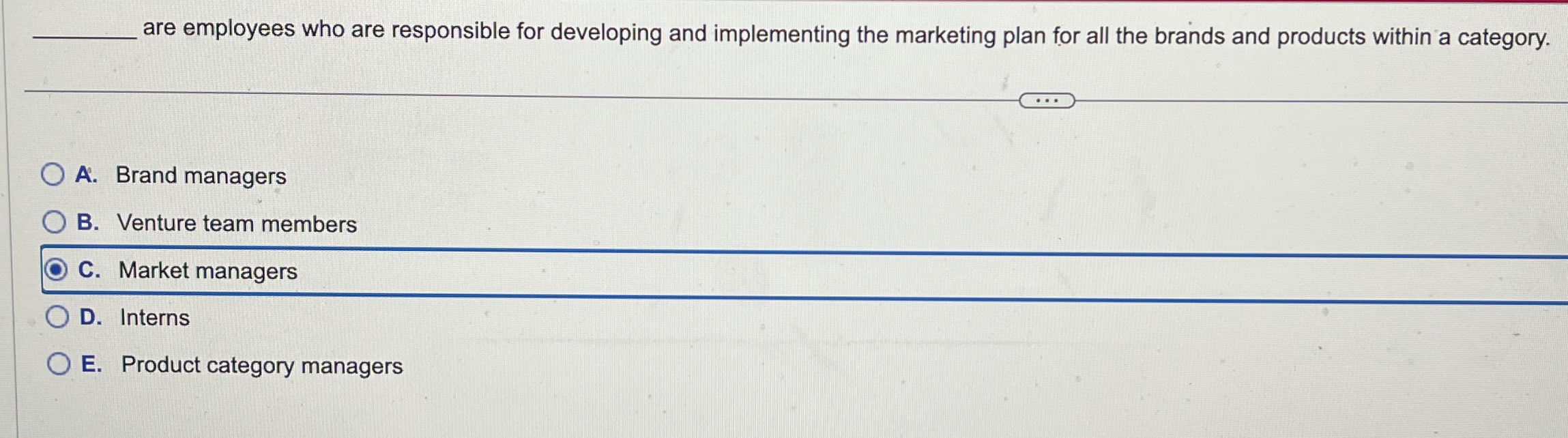  are employees who are responsible for developing and implementing the marketing