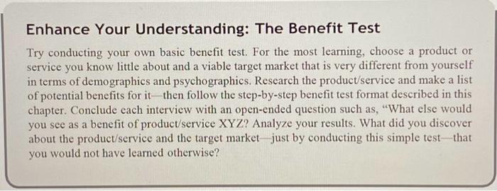 The Benefit Test". Here is a step-by-step process for the benefit test: