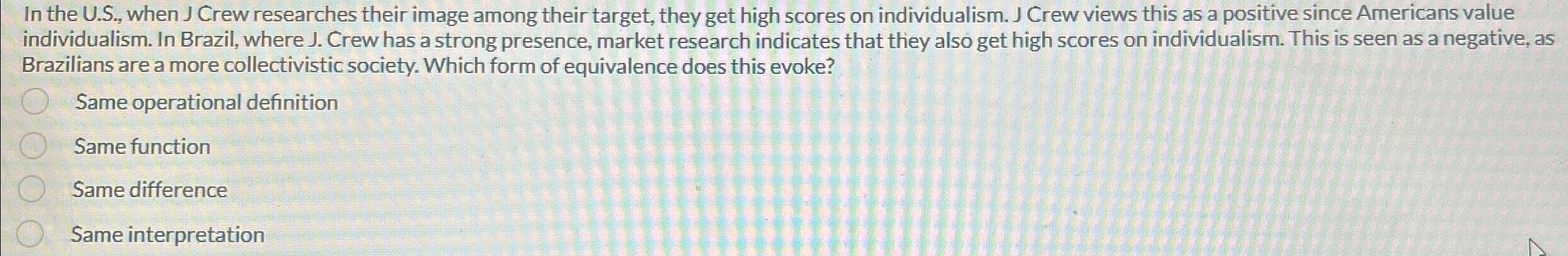  In the U.S., when J Crew researches their image among their