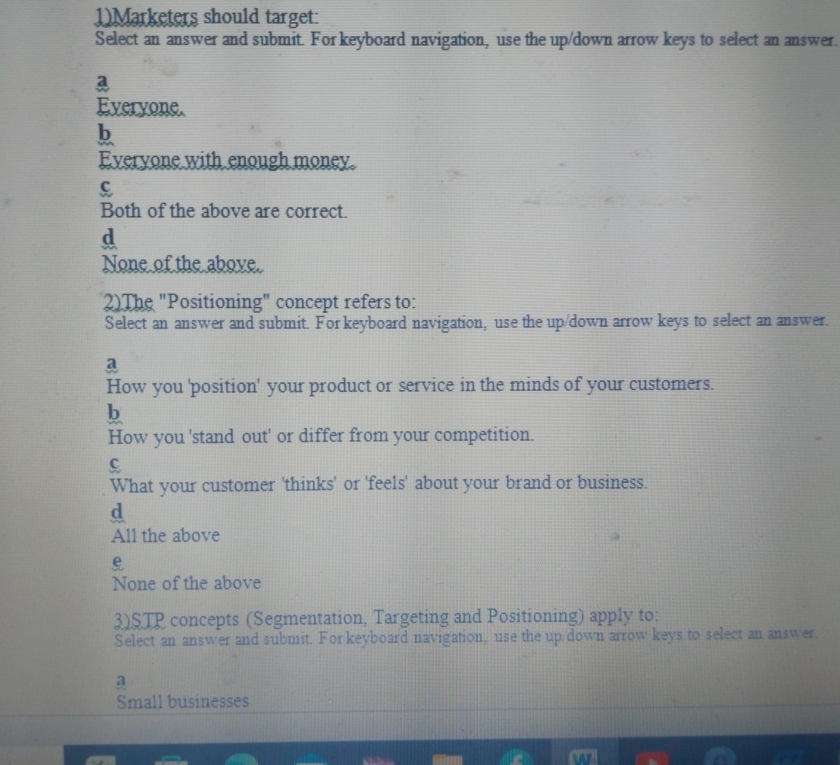  Marketers should target: Select an answer and submit. For keyboard navigation,
