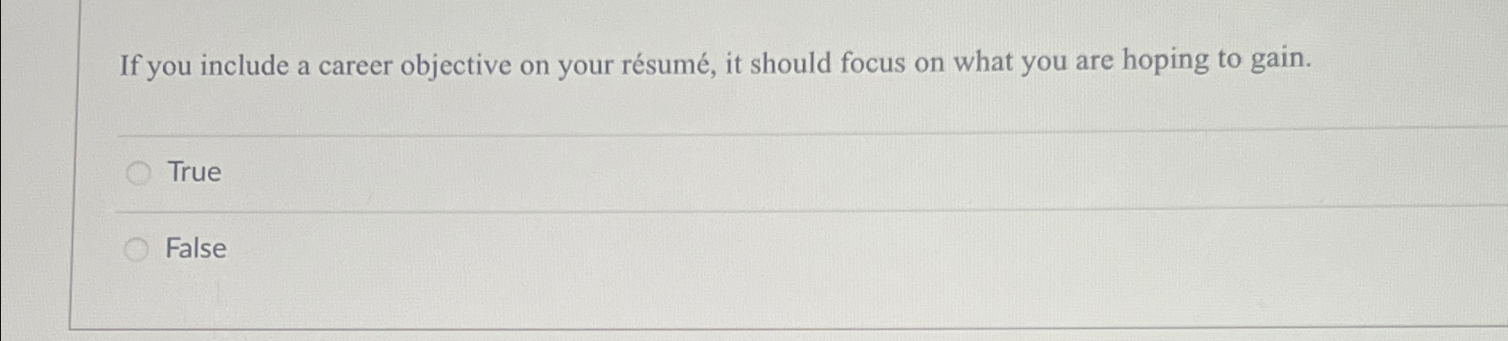  If you include a career objective on your rsum, it should