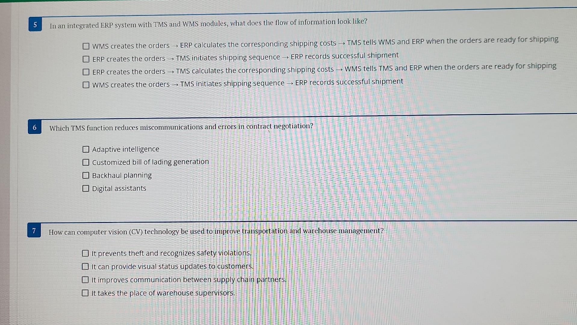 In an integrated ERP system with TMS and WMS modules, what