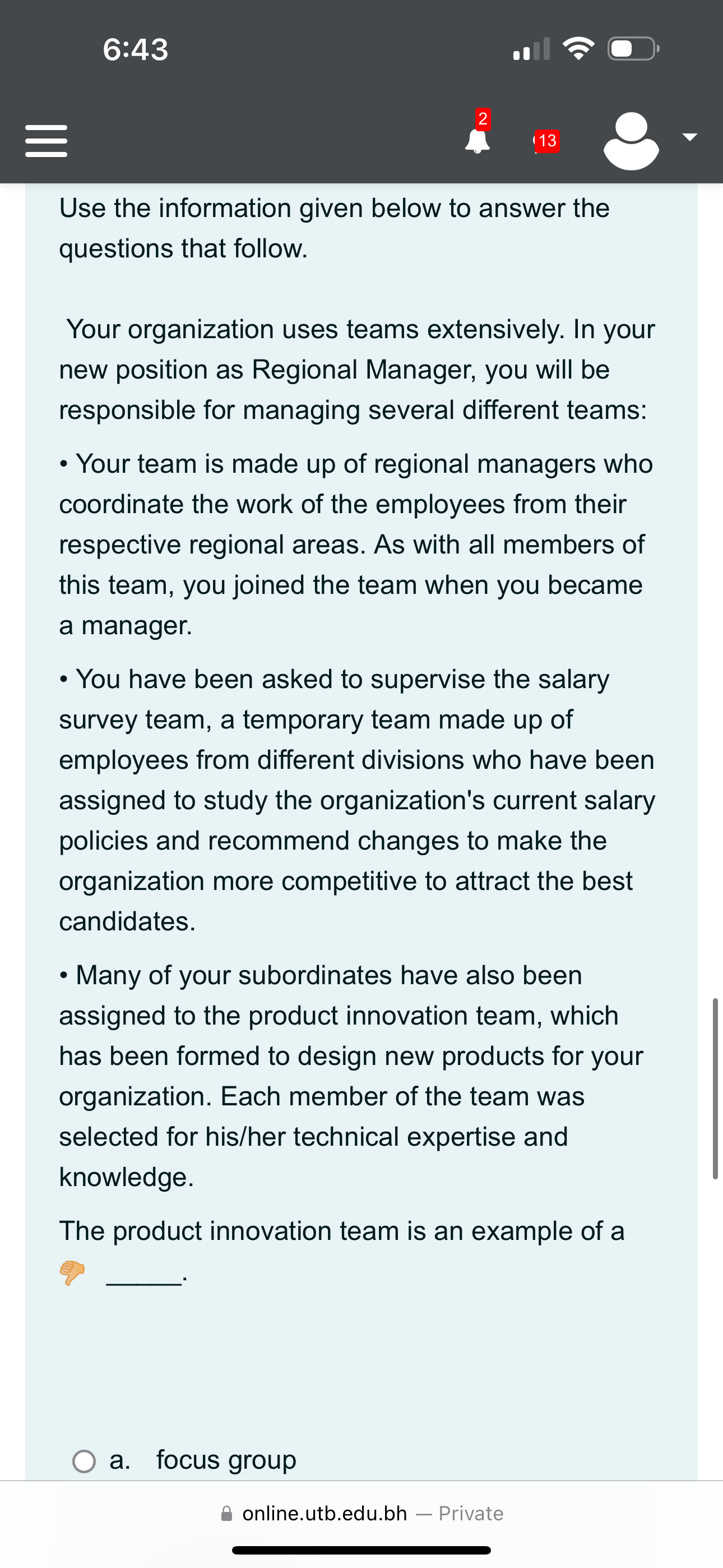  6:43 2 113 Use the information given below to answer the