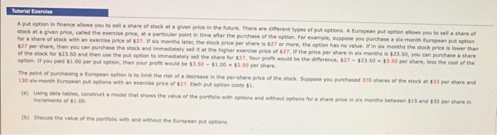 business analytics question please answer fully and correctly. thank you A put