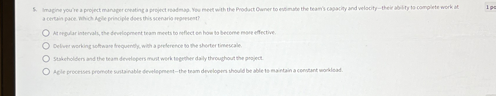  Imagine you're a project manager creating a project roadmap. You meet