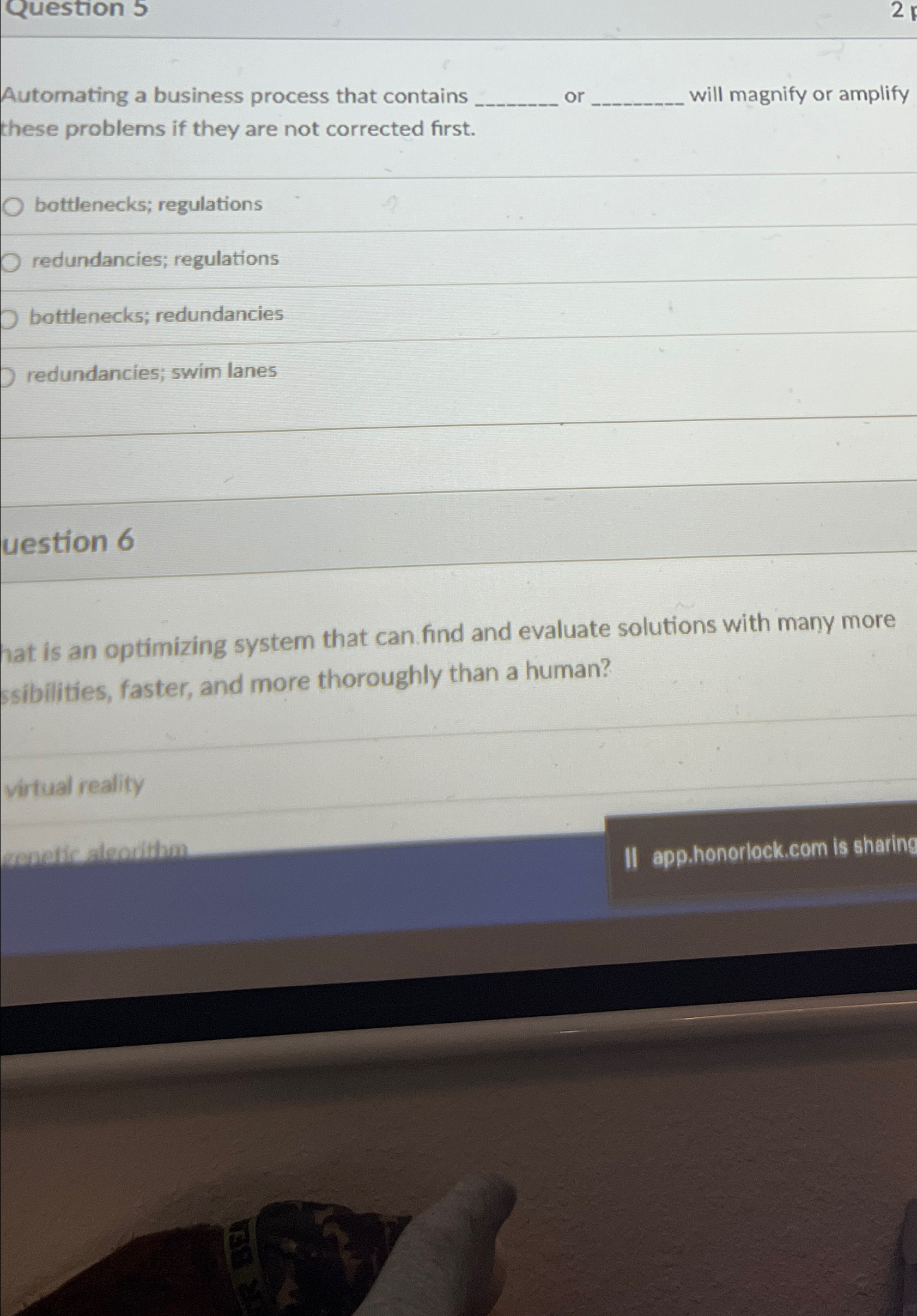 Question 5 2 Automating a business process that contains or will