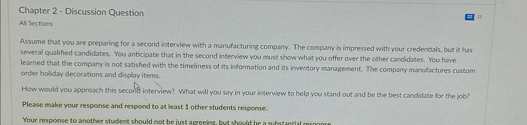  Chapter 2- Discussion Question All Sections Assume that you are preparing