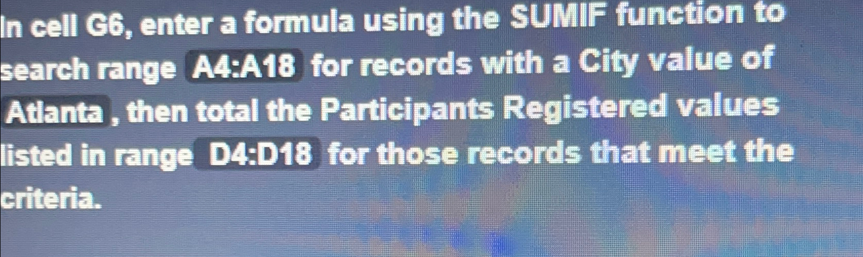  In cell c6, enter a formula using the SUMI function to