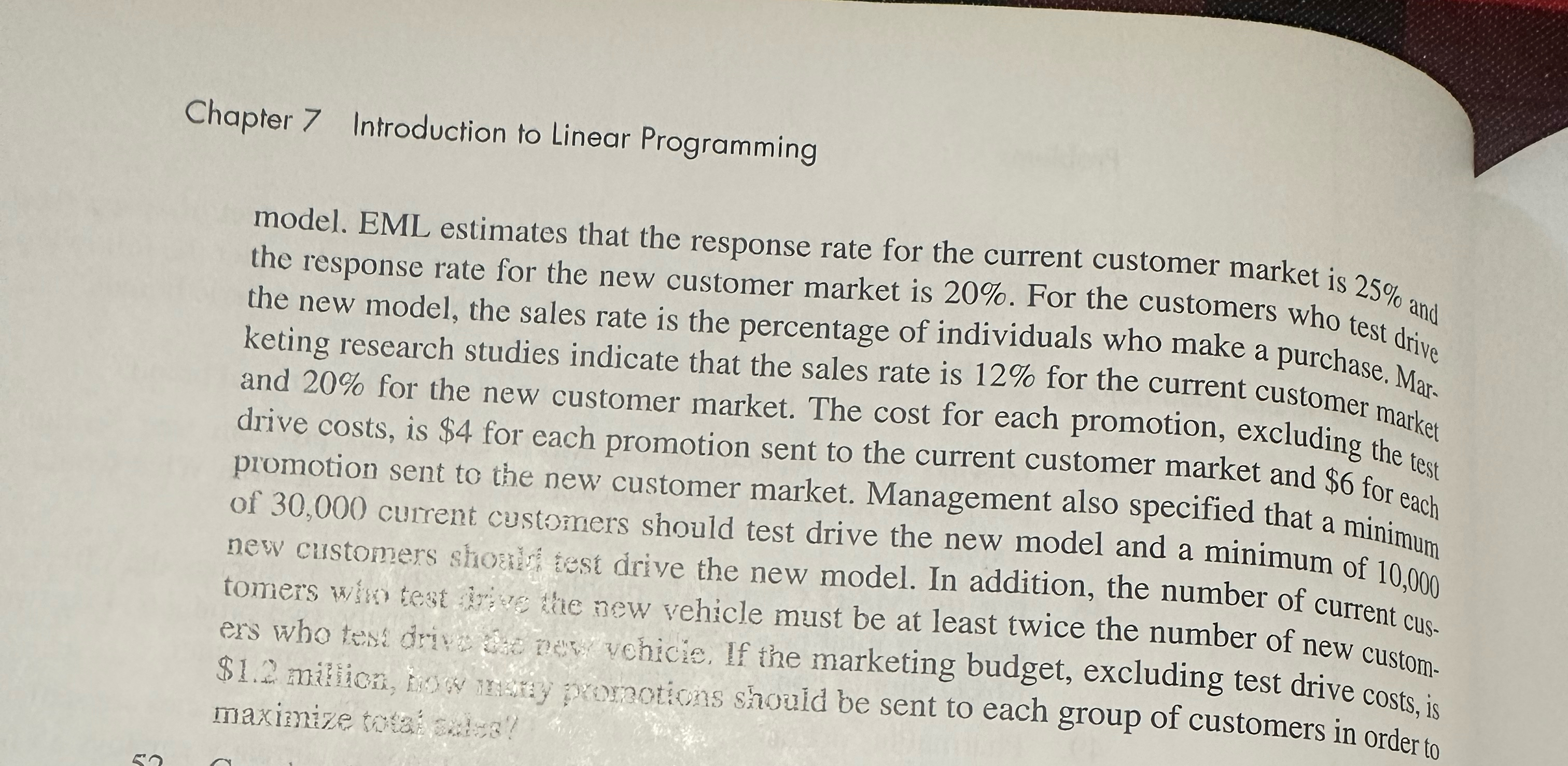  Chapter 7 Introduction to Linear Programming model. EML estimates that the