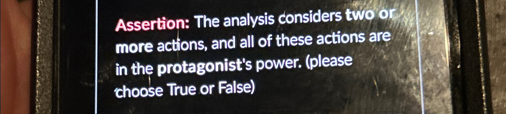  Assertion: The analysis considers two or more actions, and all of