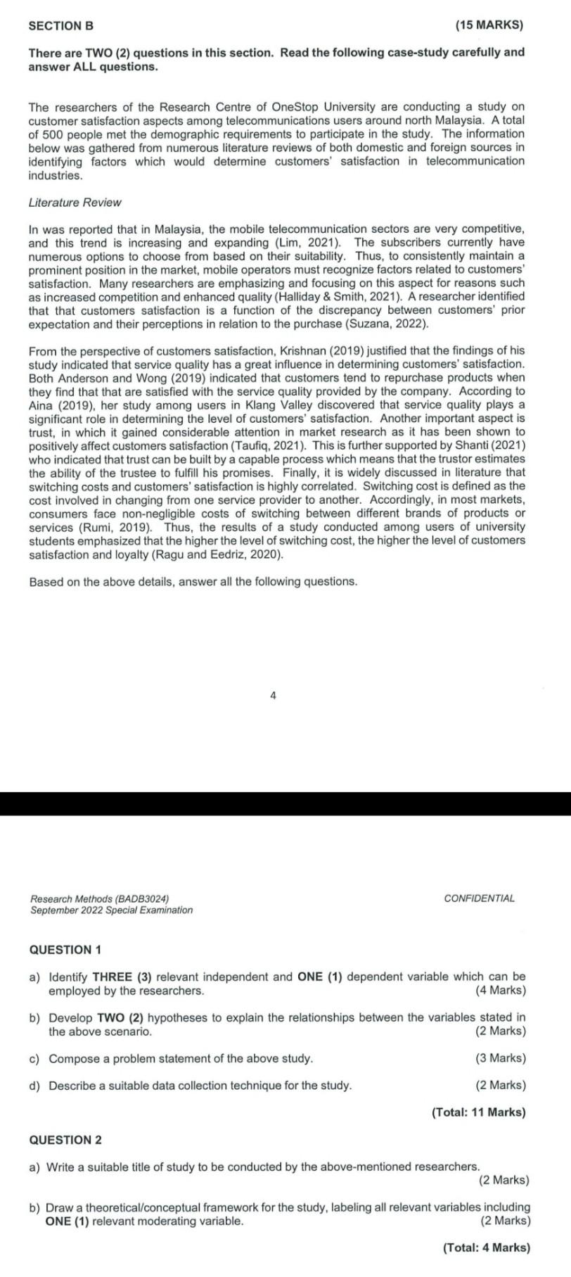 SECTION B (15 MARKS) There are TWO (2) questions in this