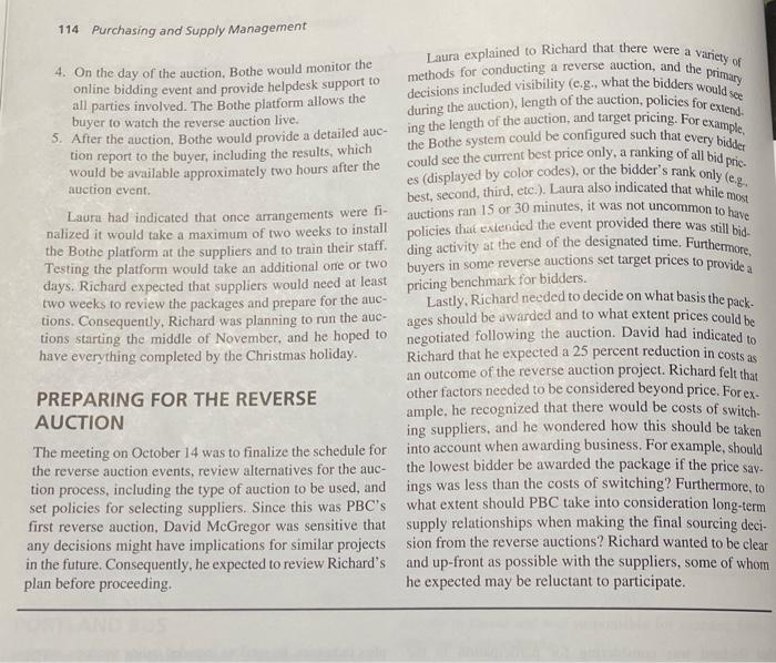 preparations for the reverse auction and how long? What are Richard's concerns,
