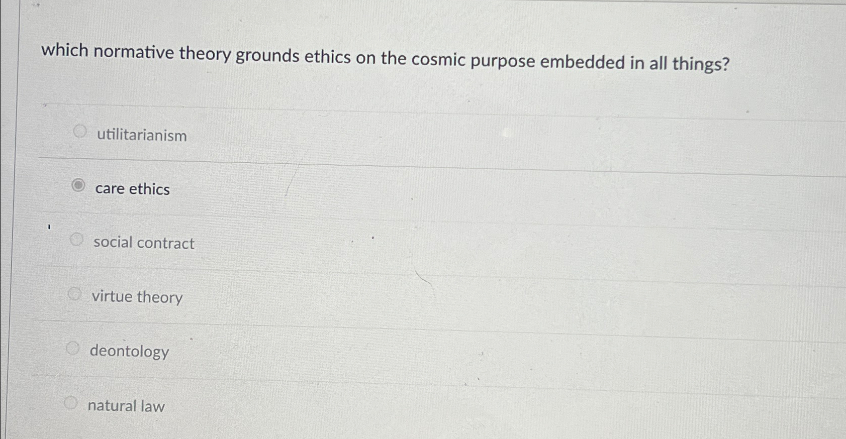  which normative theory grounds ethics on the cosmic purpose embedded in