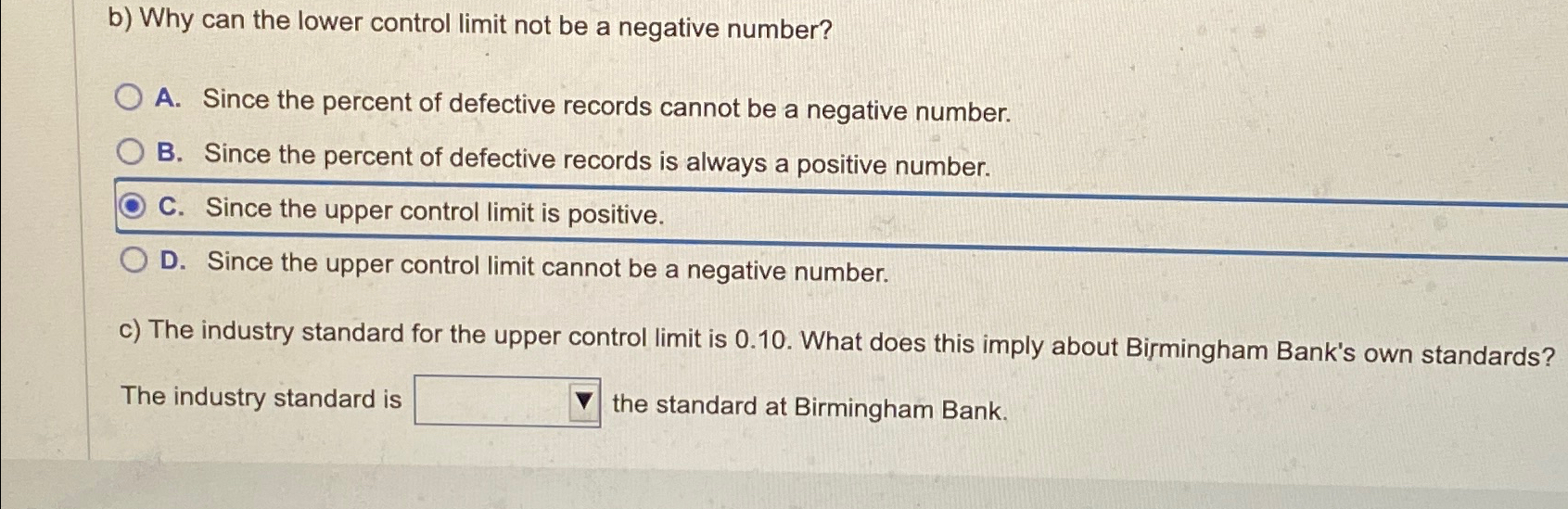  b) Why can the lower control limit not be a negative