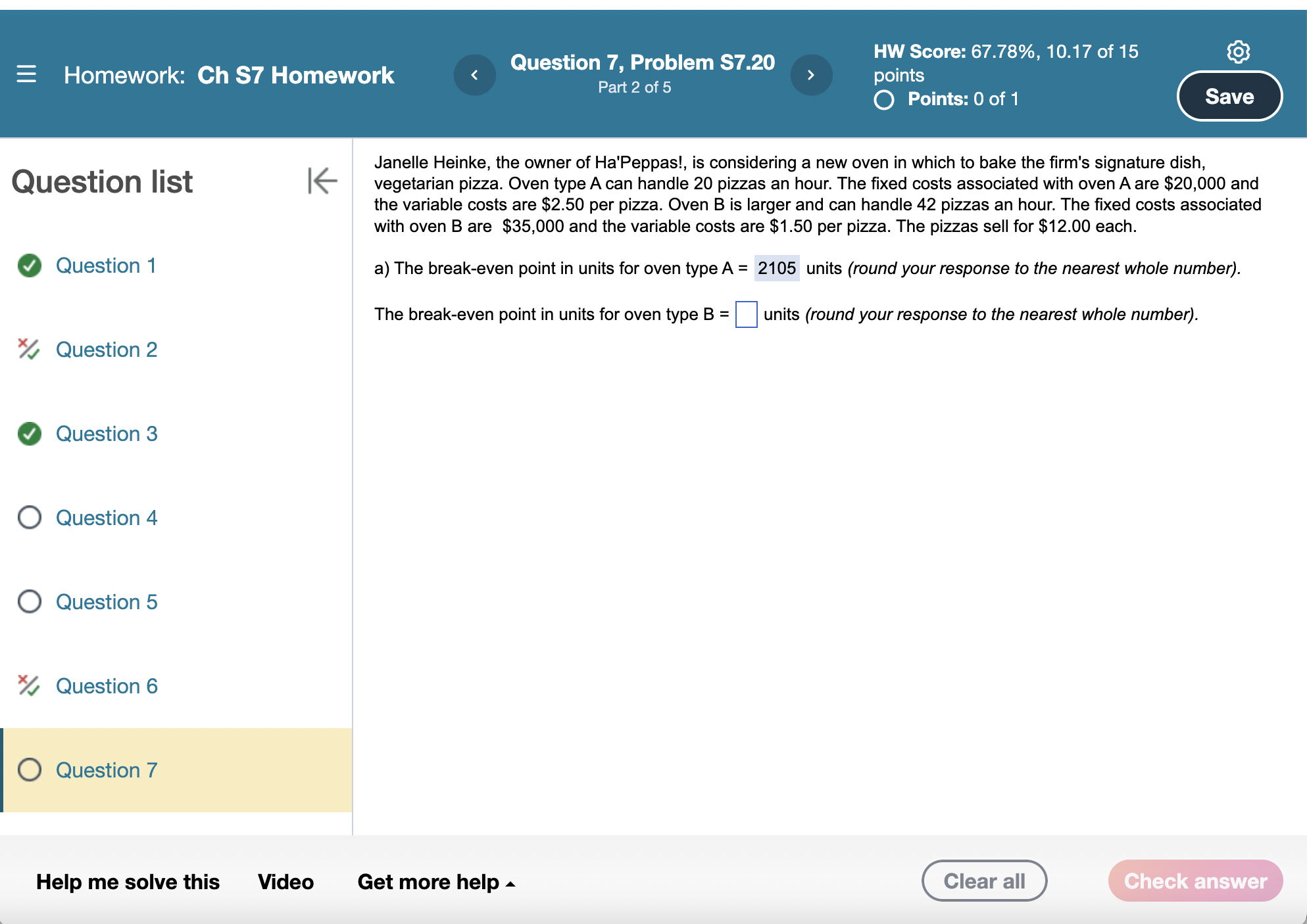  Question 7, Problem 57.20 HW Score: 67.78%,10.17 of 15 Part 2
