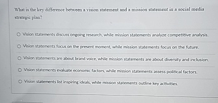  What is the key difference between a vision statement and a