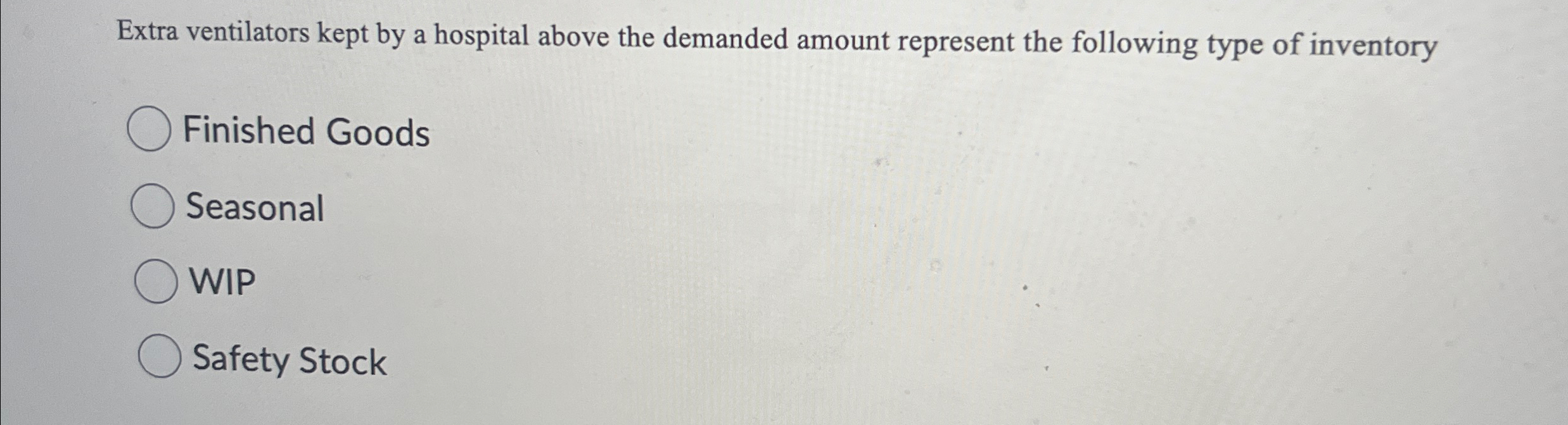  Extra ventilators kept by a hospital above the demanded amount represent