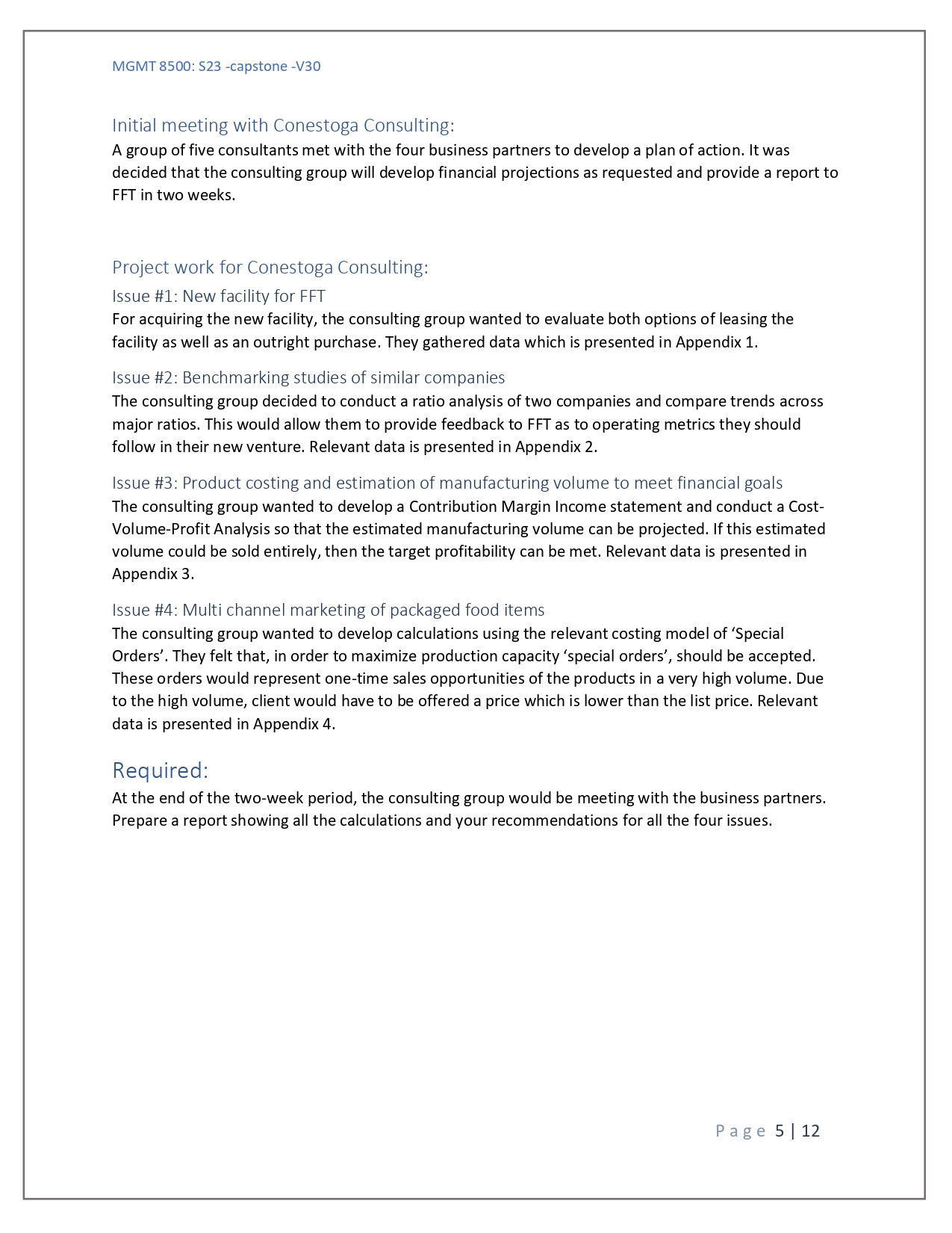 for their organization: Food for Thought (FFT). Background: FFT operated a chain