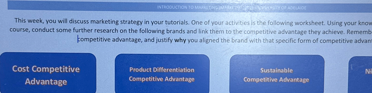  This week, you will discuss marketing strategy in your tutorials. One