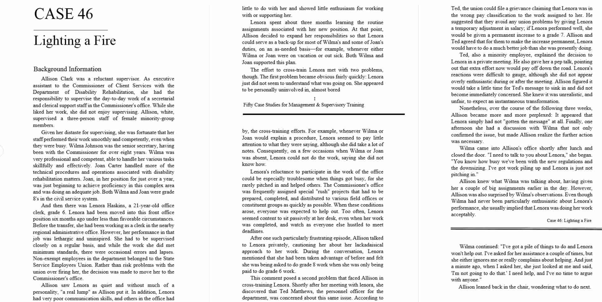  3Is Lenora being insubordinate? Why or why not? 4Describe in detail