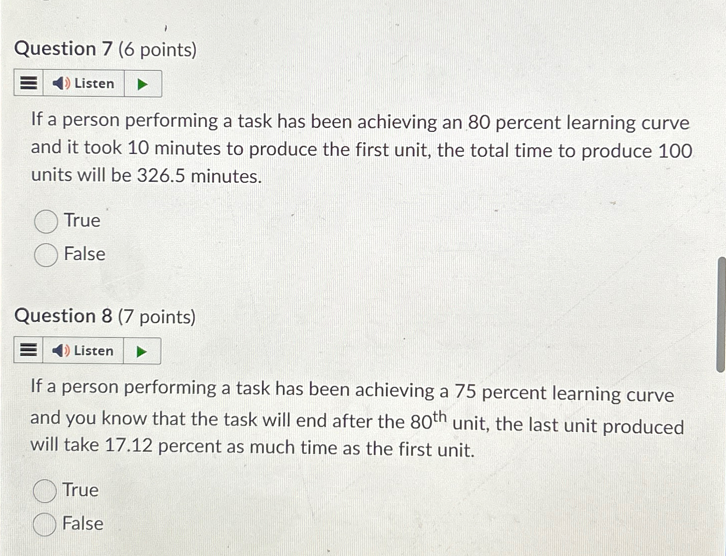  Question 7(6 points) If a person performing a task has been