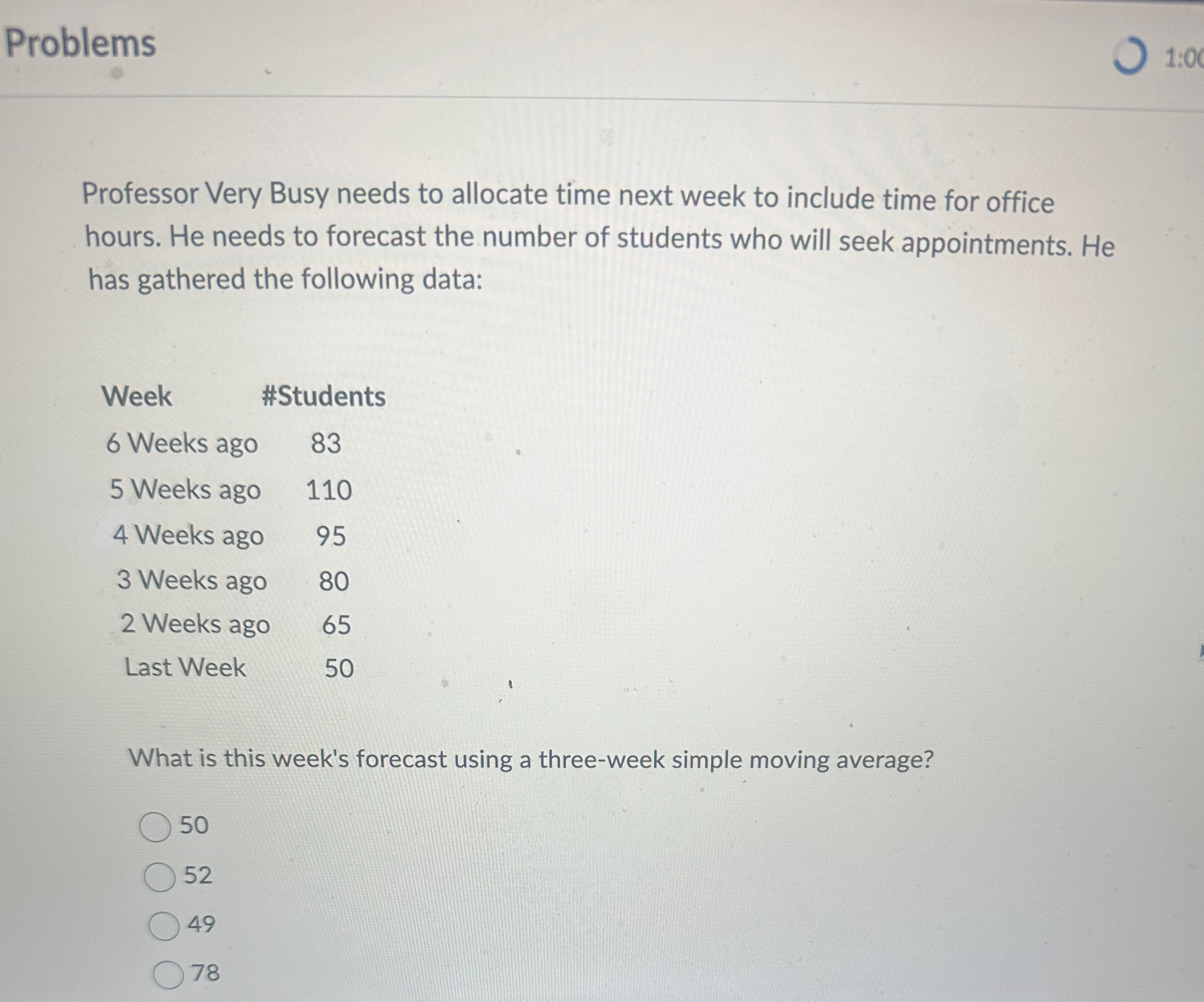  Problems Professor Very Busy needs to allocate time next week to