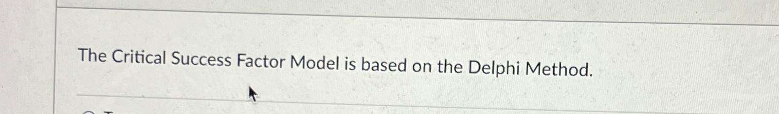  The Critical Success Factor Model is based on the Delphi Method.