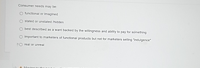  Consumer needs may be functional or imagined stated or unstated /hidden