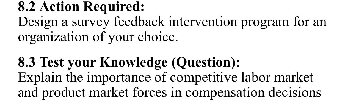  8.2 Action Required: Design a survey feedback intervention program for an