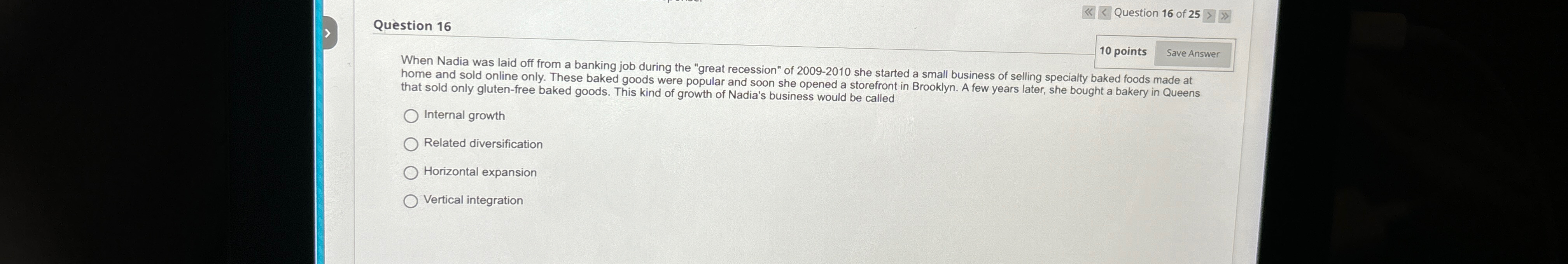  Question 16 10 points When Nadia was laid off from a