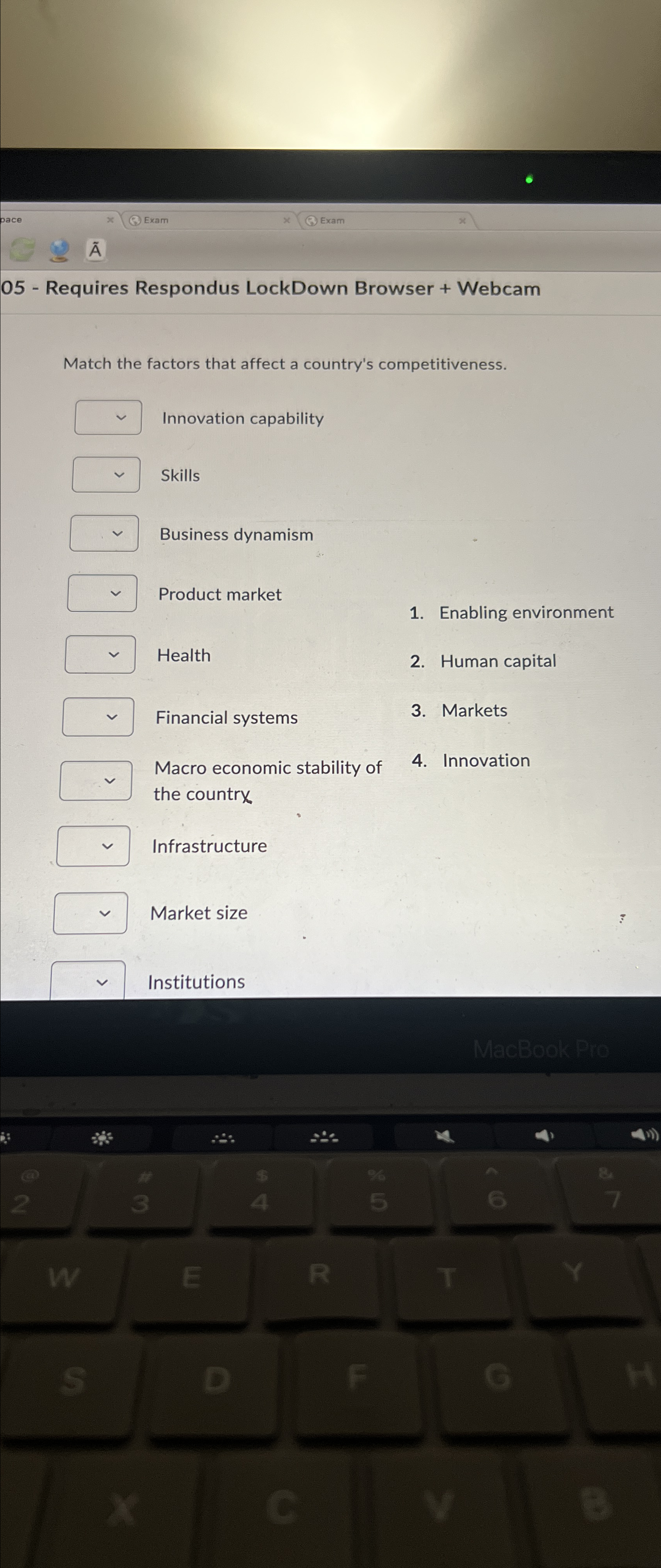  05- Requires Respondus LockDown Browser + Webcam Match the factors that