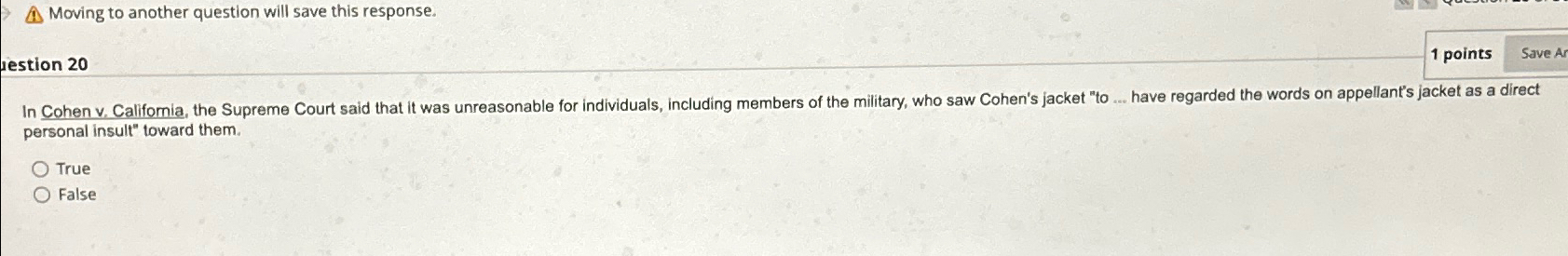 Moving to another question will save this response. iestion 20 1