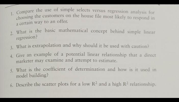 1. Compare the use of simple selects versus regression analysis for