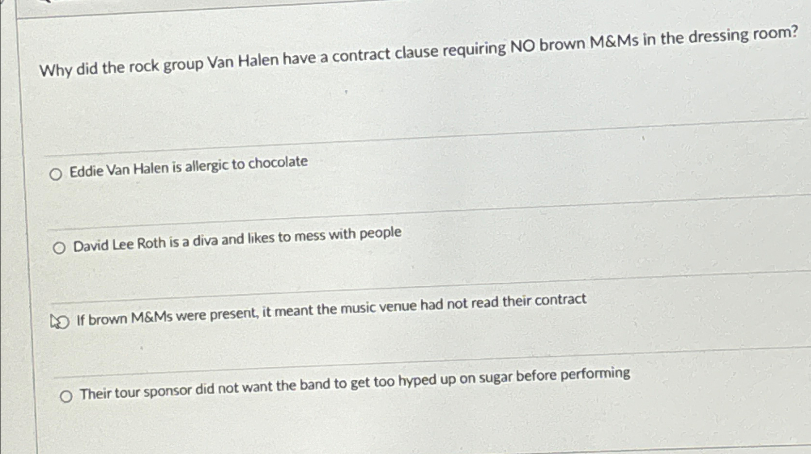  Why did the rock group Van Halen have a contract clause