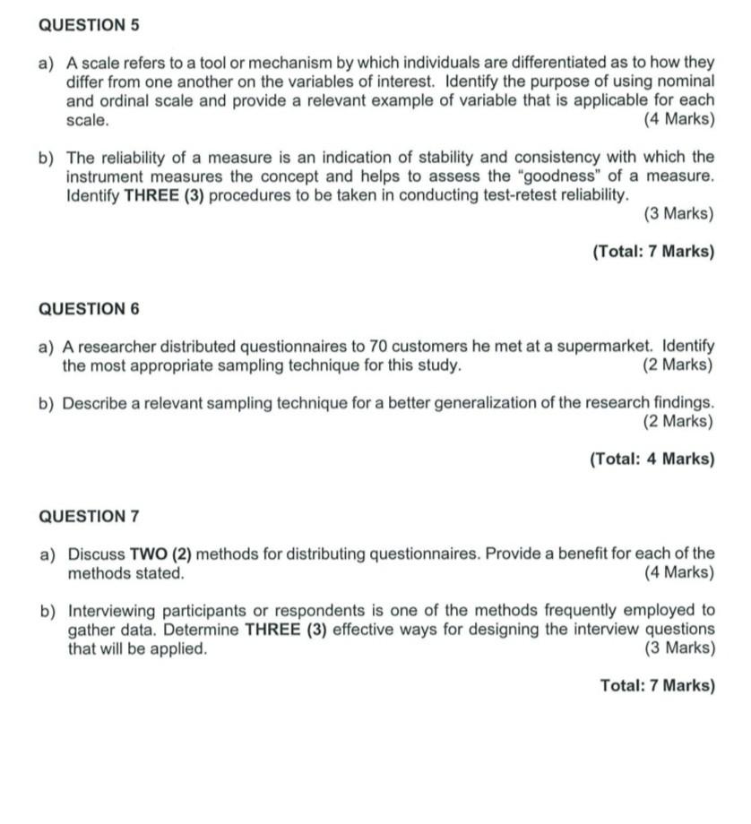  QUESTION 5 a) A scale refers to a tool or mechanism