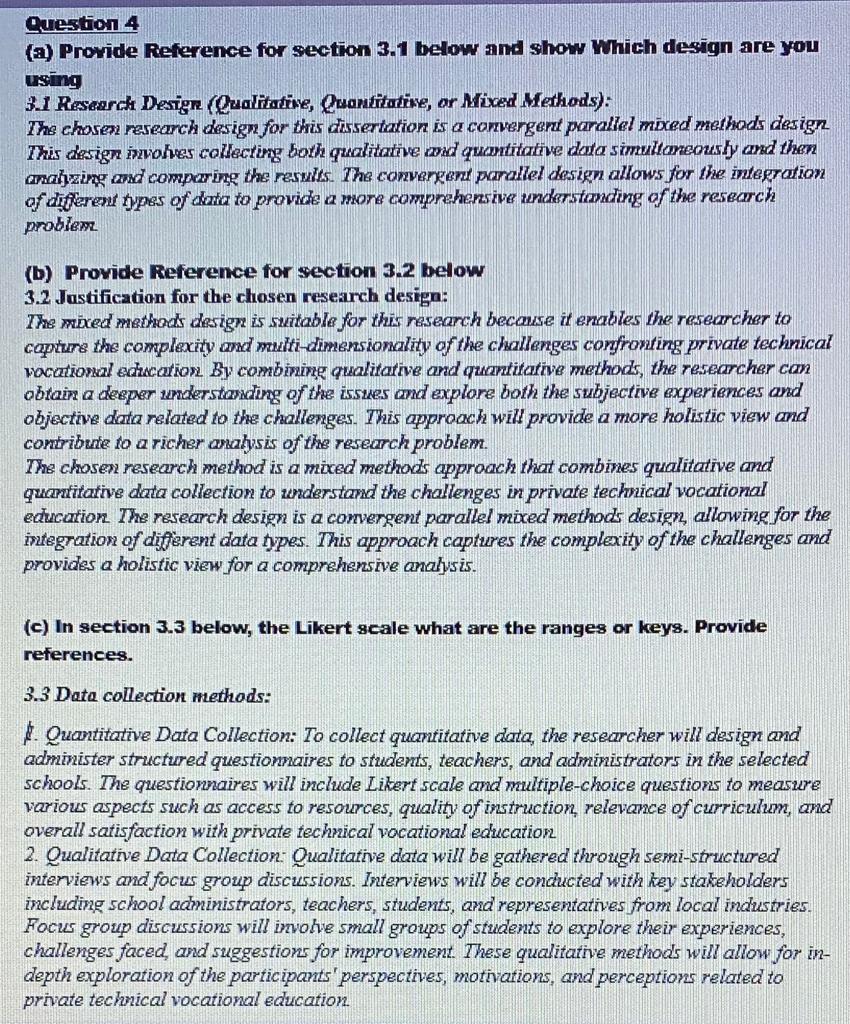  Question 4 (a) Provide Reference for section 3.1 below and show