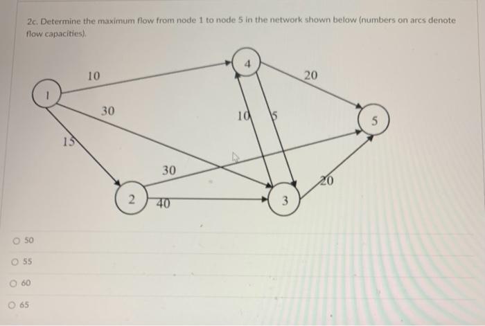  2c. Determine the maximum flow from node 1 to node 5