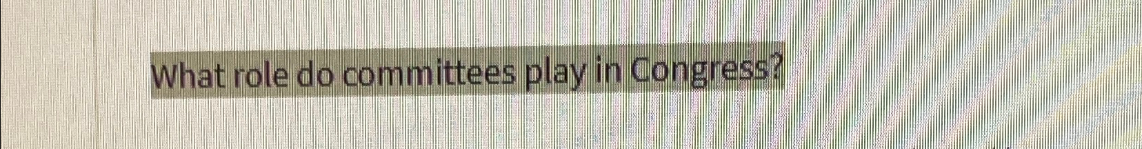  What role do committees play in Congress? 