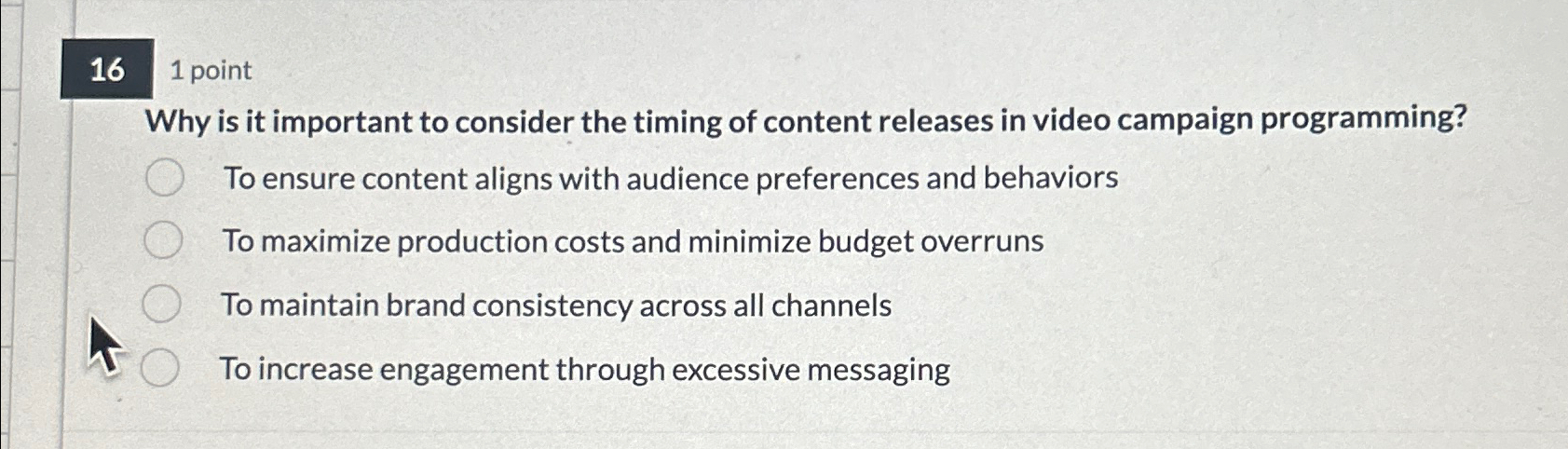  16 1 point Why is it important to consider the timing