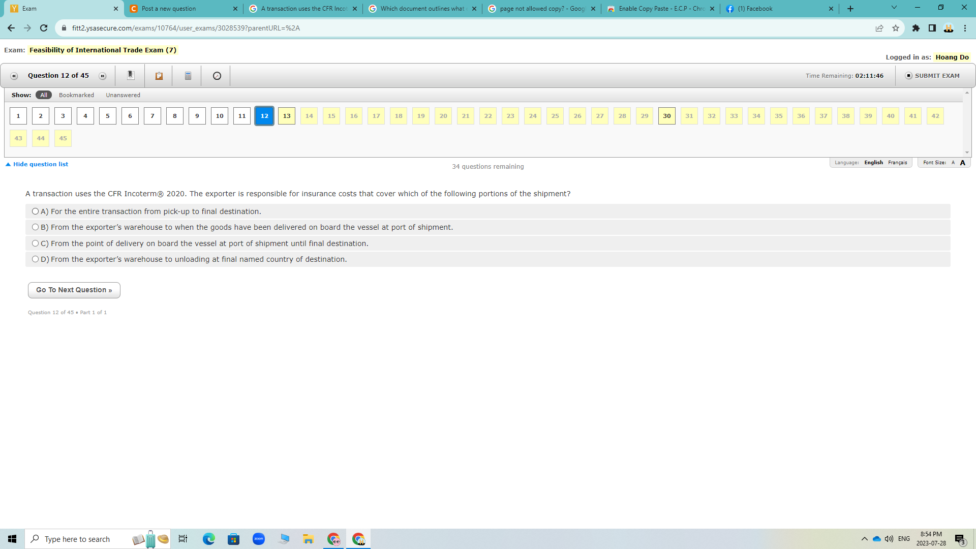Y Exam C Post a new question A transaction uses the