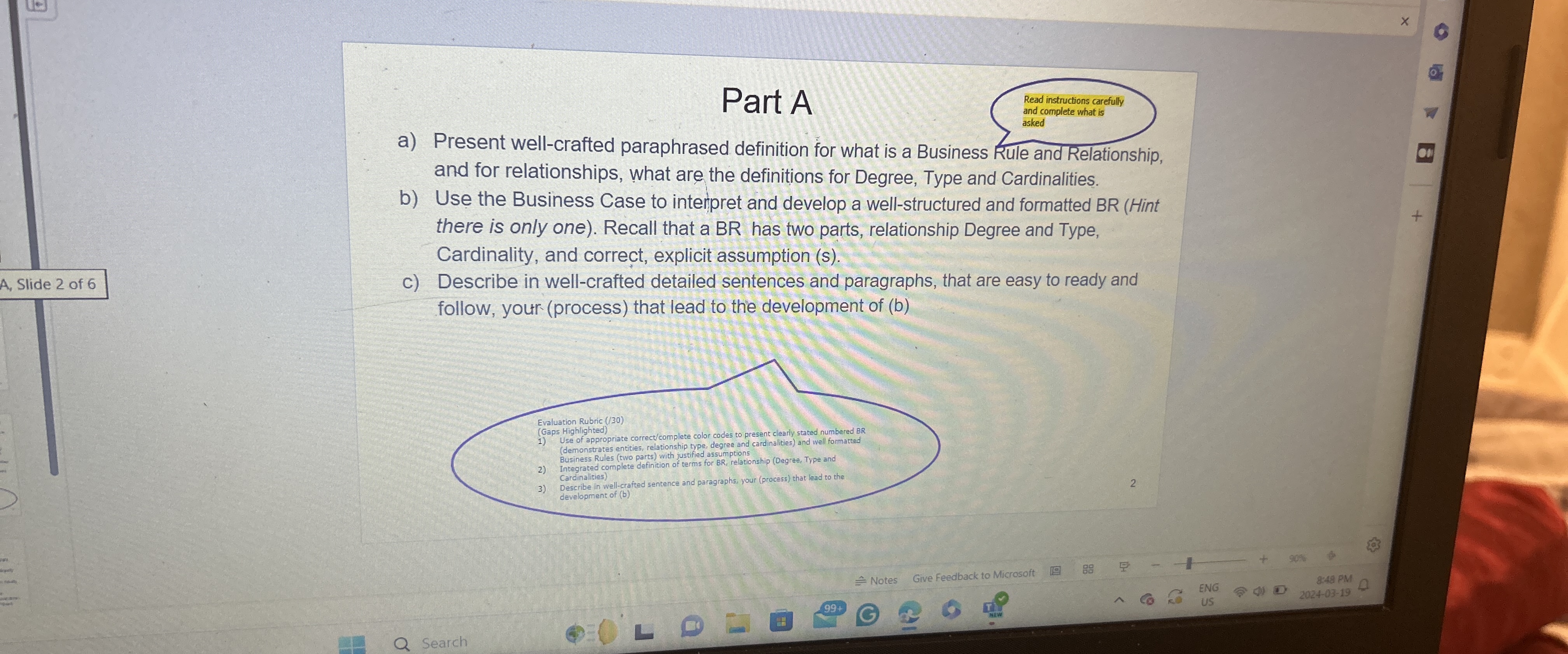  Part A a) Present well-crafted paraphrased definition for what is a