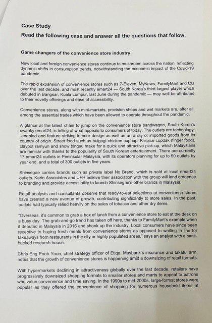 Case Study Read the following case and answer all the questions