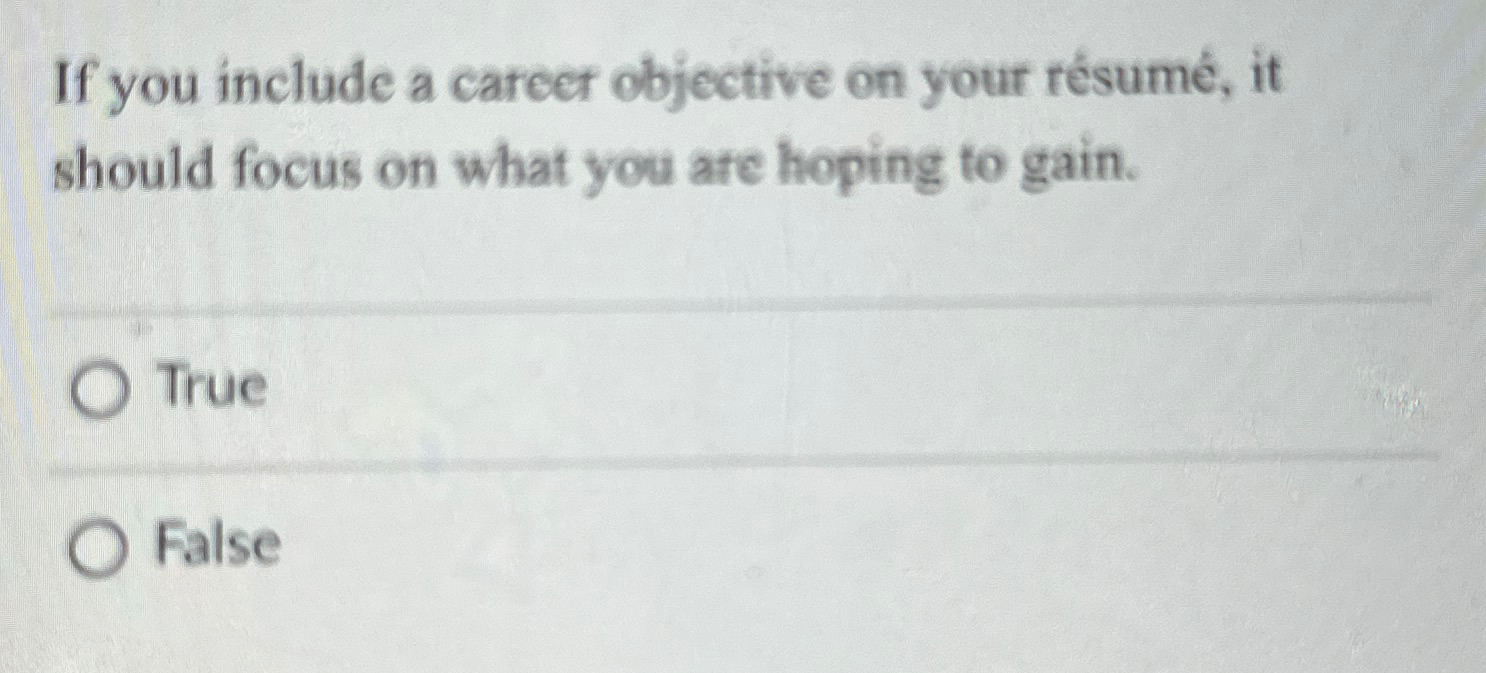  If you include a carecr objective on your rsum, it should