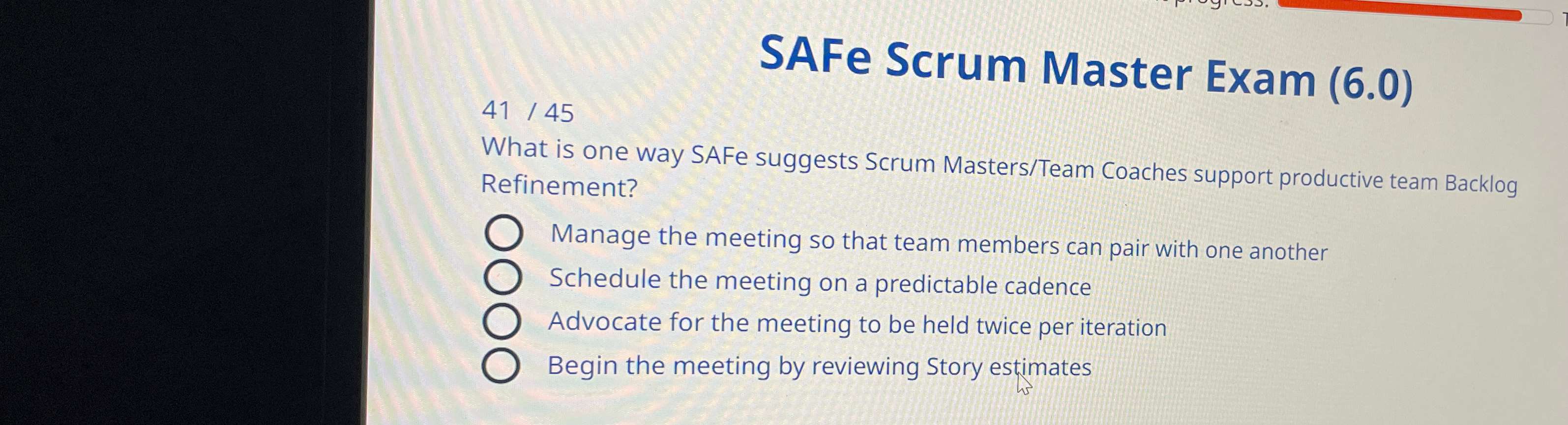  SAFe Scrum Master Exam (6.0) 4145 What is one way SAFe
