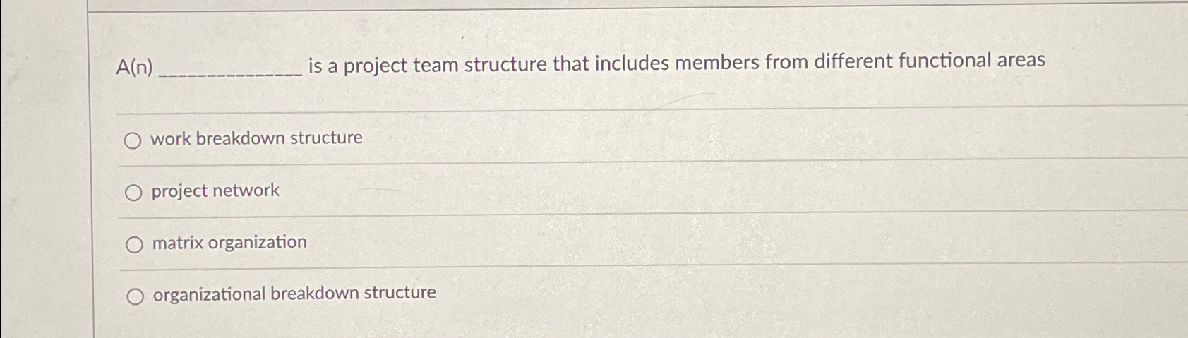  A(n) is a project team structure that includes members from different