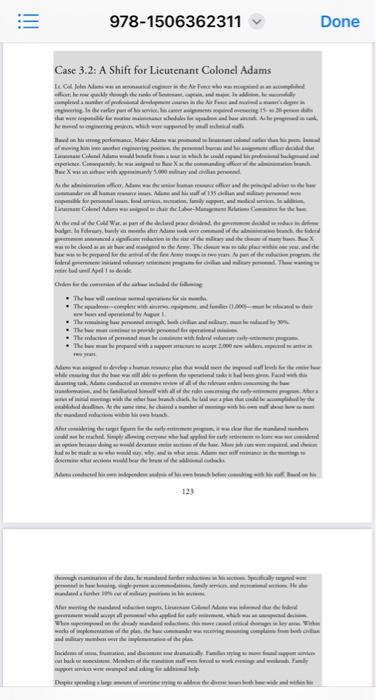  Case 3.2. Q#3 (20 points) Case 3.2: A Shift for Lieutenant