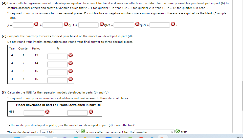 a multiple regression model with dummy variables as follows to develop an